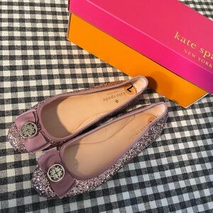 EUC Kate Spade glitter ballet flats with bow, size 7